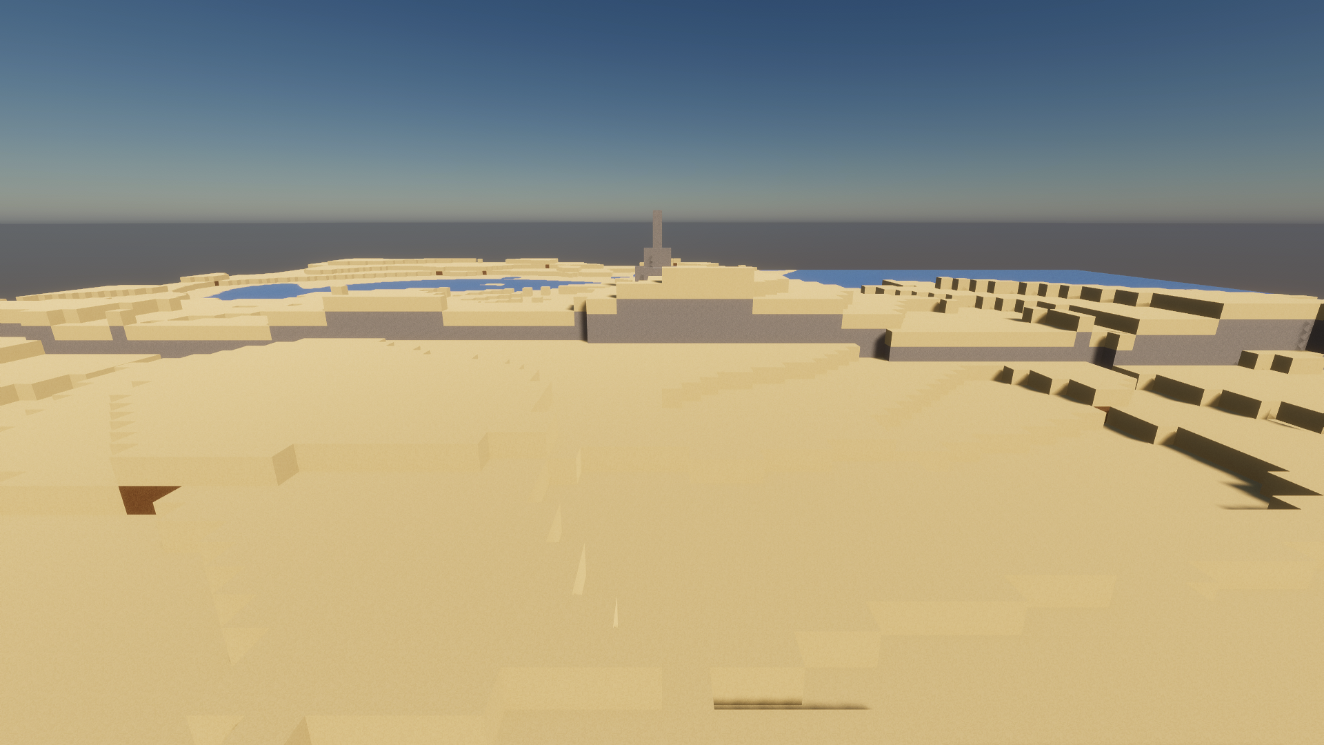 Striated terracotta geological layers in badlands biome